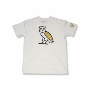 October’s Very Own OVO Men’s Size XL White Original Owl Gold Logo T-Shirt